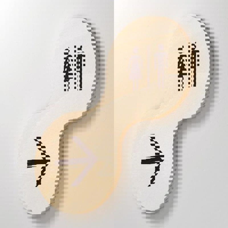 طرح تابلو سرویس بهداشتی چوبی دایره‌ای مناسب برای استفاده در دستگاه های cnc چوب و cnc لیزر - laser cut circular wooden restroom sign