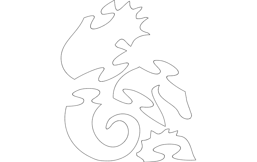 طرح پازل اسب دریایی مناسب برای استفاده در دستگاه های cnc چوب و cnc لیزر - seahorse puzzle dxf file