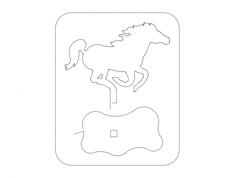 طرح موستانگ با ضخامت ۲ میلی‌متر مناسب برای استفاده در دستگاه های cnc چوب و cnc لیزر - mustang 2mm dxf file