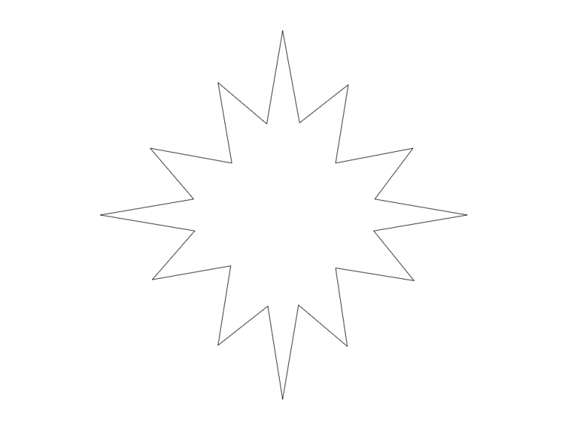 طرح ستاره با ابعاد ۱۲pt مناسب برای استفاده در دستگاه های cnc چوب و cnc لیزر - star 12pt dxf file