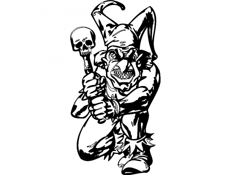 طرح دلقک شماره 014 مناسب برای استفاده در دستگاه های cnc چوب و cnc لیزر - clown 014 bw dxf file