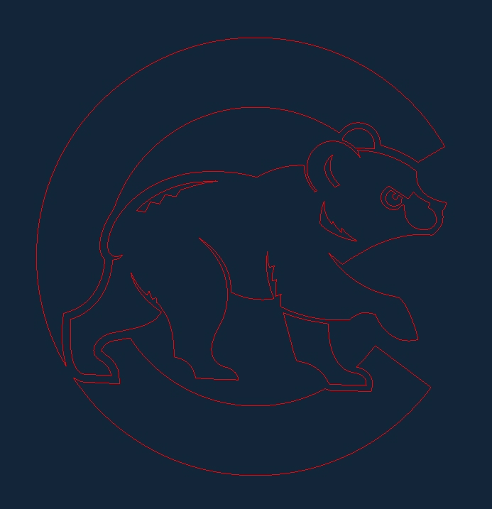 طرح توله‌های شیکاگو مناسب برای استفاده در دستگاه های cnc چوب و cnc لیزر - chicago cubs dxf