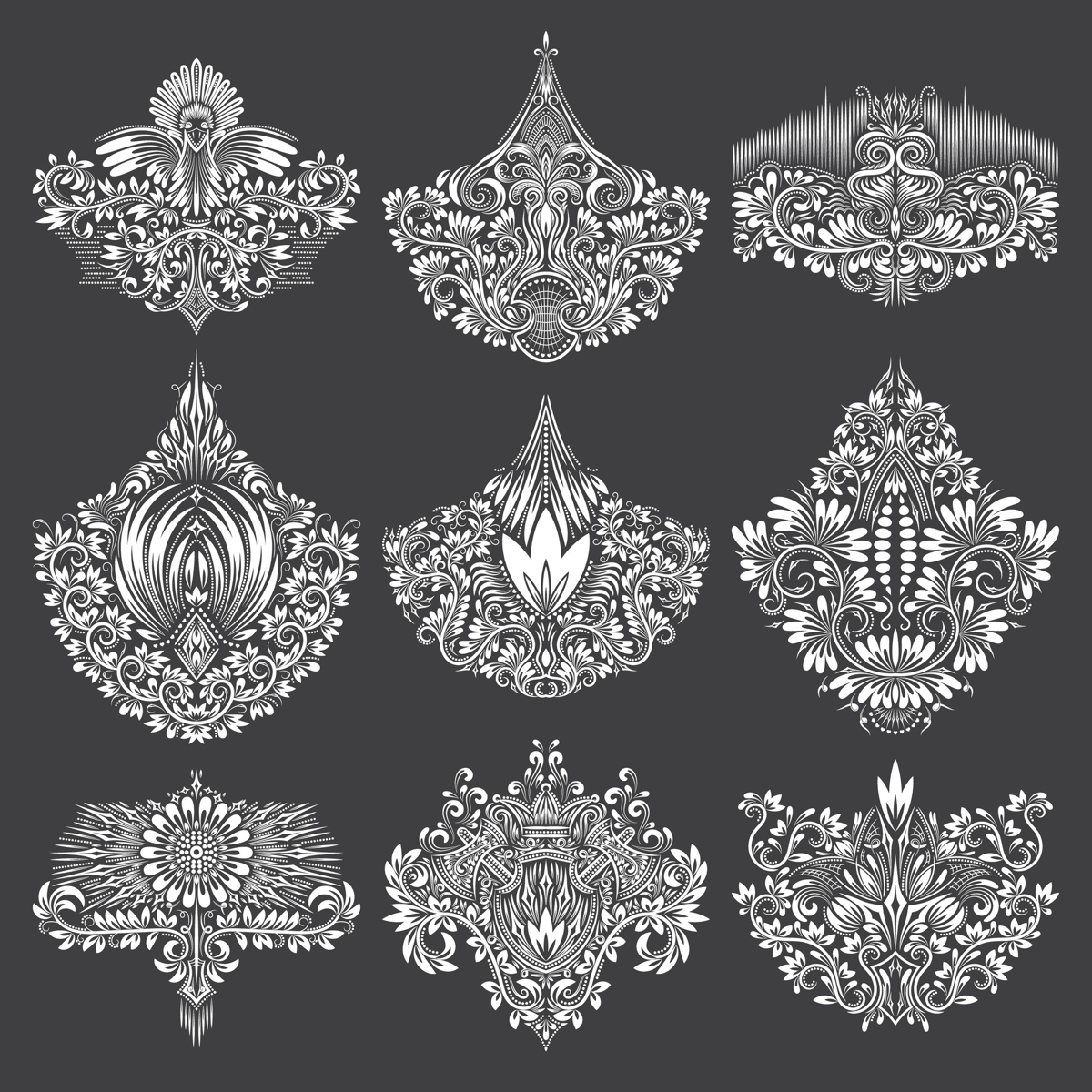 طرح وکتور المان های تزئینی زیبا مناسب برای استفاده در دستگاه های cnc چوب و cnc لیزر - gorgeous ornamental elements eps file
