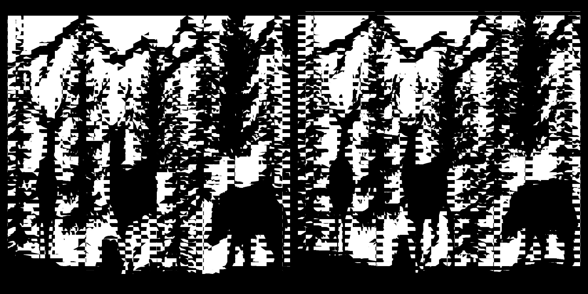 طرح هنری فلزی پلاسما با طرح خرس دو دلاری در ابعاد 30 در 60 مناسب برای استفاده در دستگاه های cnc چوب و cnc لیزر - 30 x 60 two bucks bear mountains plasma metal art dxf file