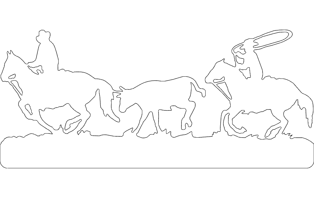 طرح سیلوئت طناب کشی تیمی ۲۰ عددی مناسب برای استفاده در دستگاه های cnc چوب و cnc لیزر - 20 in team roper silhouette dxf file