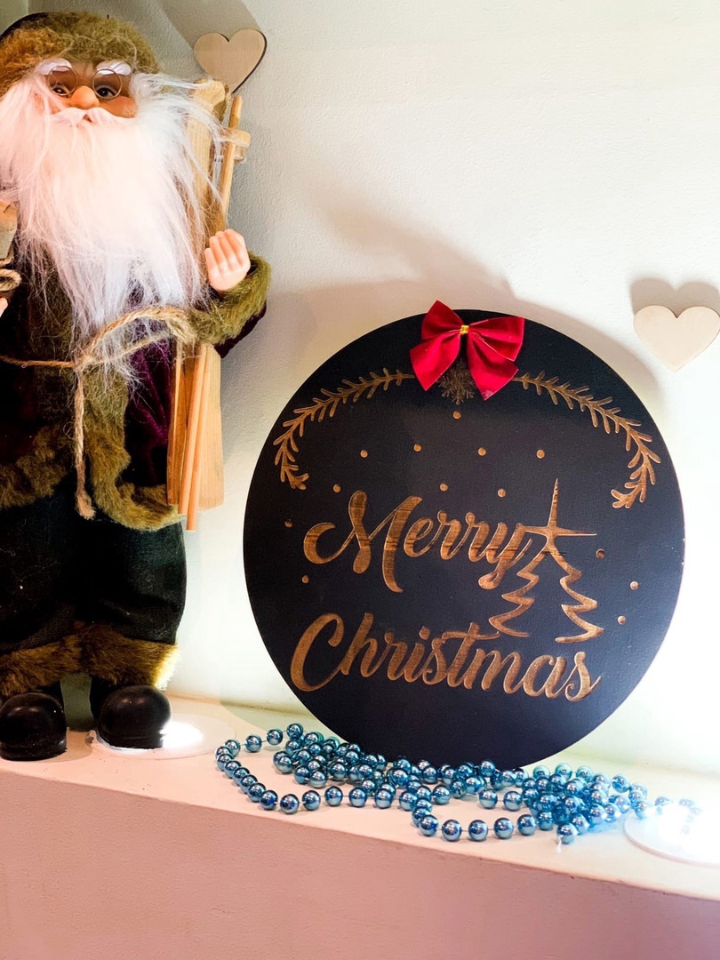 طرح تابلوی درب کریسمس مناسب برای استفاده در دستگاه های cnc چوب و cnc لیزر - laser cut christmas door sign decor merry christmas cdr file