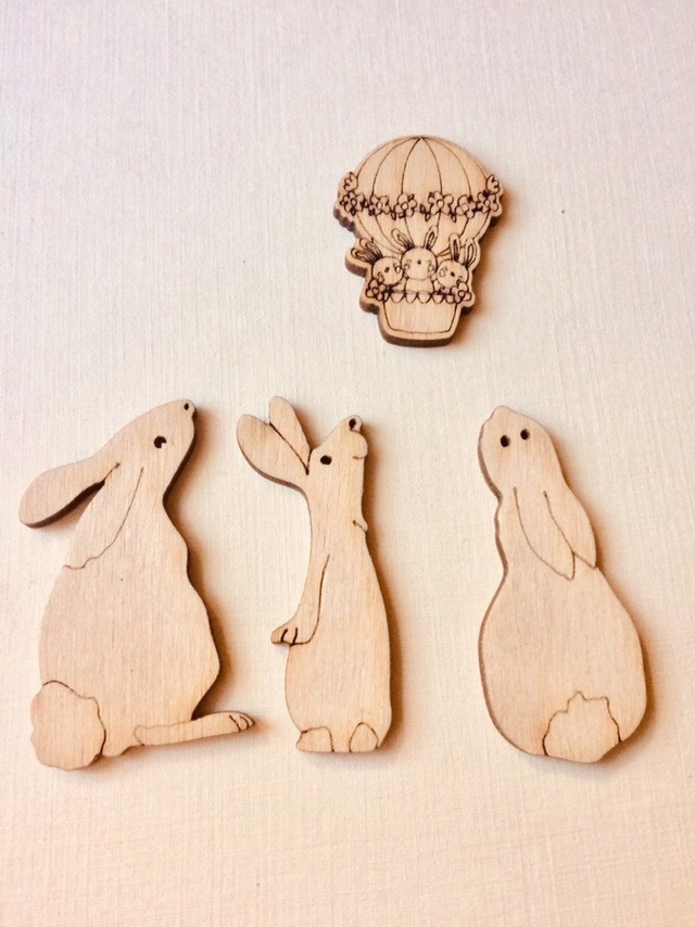 طرح خرگوش برای سبد مناسب برای استفاده در دستگاه های cnc چوب و cnc لیزر - laser cut bunnies for baskets cdr file