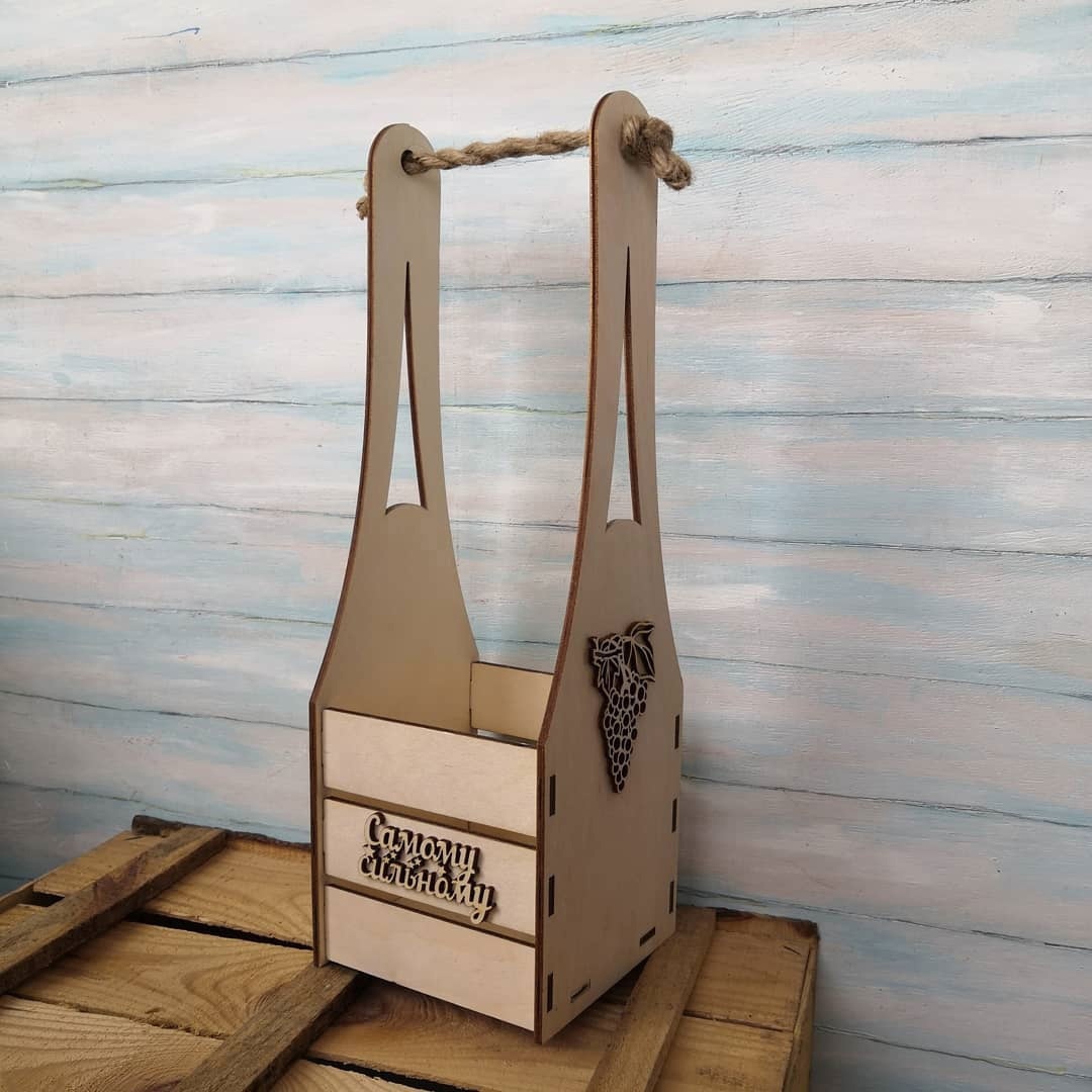 طرح قوطی بطری نوشابه مناسب برای استفاده در دستگاه های cnc چوب و cnc لیزر - laser cut wine bottle caddy cdr file