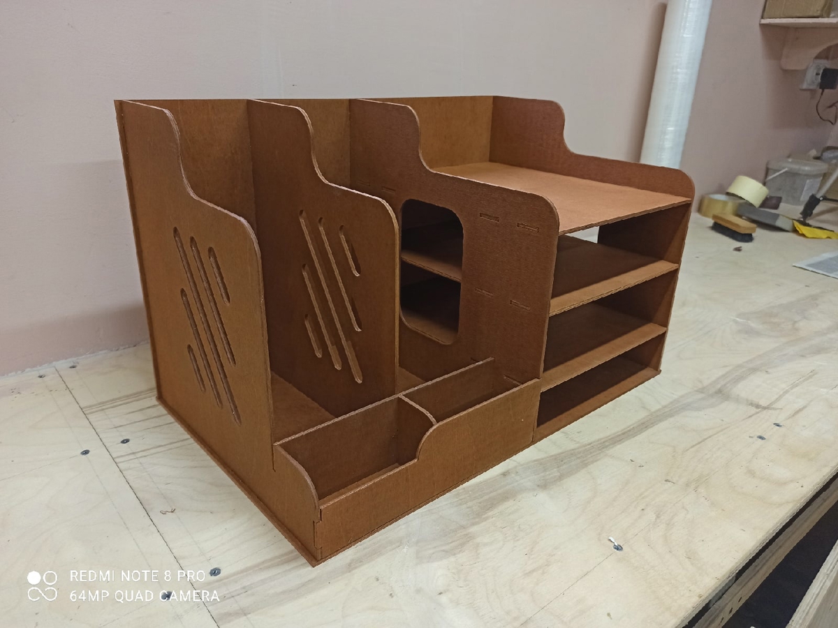 طرح جعبه چوبی اداری مناسب برای استفاده در دستگاه های cnc چوب و cnc لیزر - laser cut wooden office organizer paper file holder cdr file
