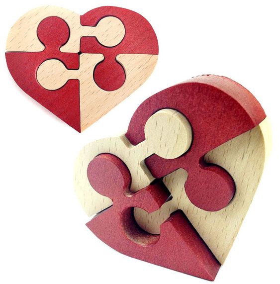 طرح پازل قلب مناسب برای استفاده در دستگاه های cnc چوب و cnc لیزر - laser cut heart puzzle cdr file