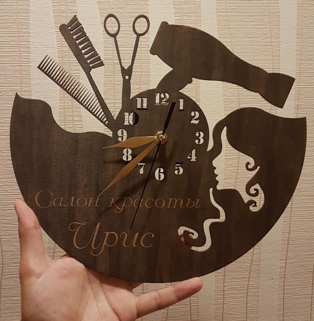 طرح ساعت دیواری مدل آرایشگر مو مناسب برای استفاده در دستگاه های cnc چوب و cnc لیزر - laser cut wall clock hair dresser hair stylist cdr file