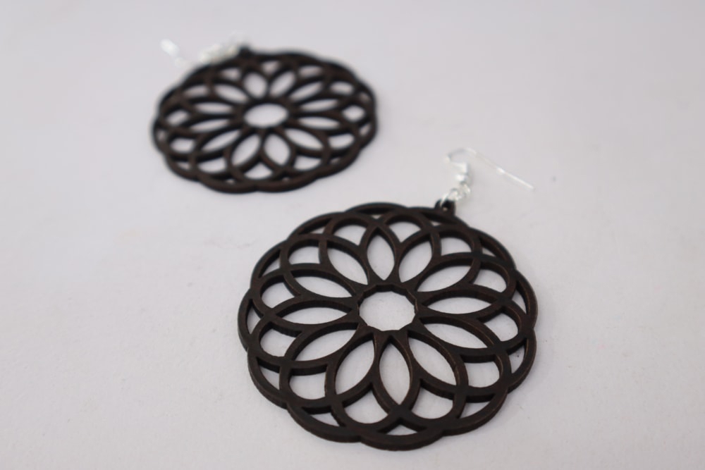 طرح گوشواره طرح ماندالا (چرخ هستی) مناسب برای استفاده در دستگاه های cnc چوب و cnc لیزر - laser cut mandala earrings dxf file