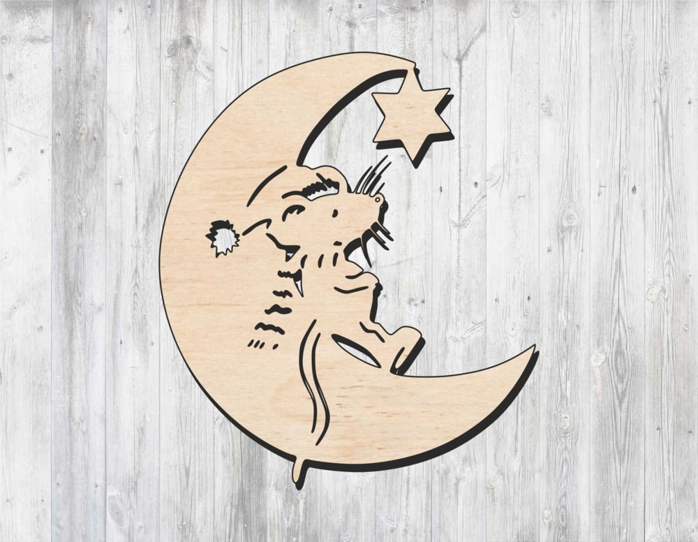 طرح حکاکی موس روی ماه با دستگاه مناسب برای استفاده در دستگاه های cnc چوب و cnc لیزر - laser cut engrave mouse on the moon cdr file