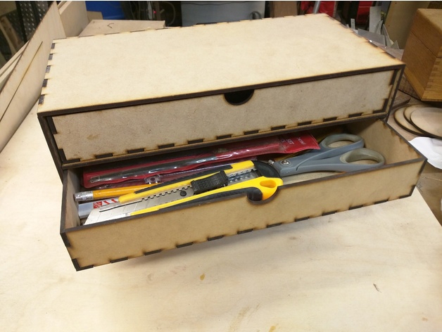 طرح ظرف نگهداری کشودار مناسب برای استفاده در دستگاه های cnc چوب و cnc لیزر - laser cut storage container with drawers dxf file