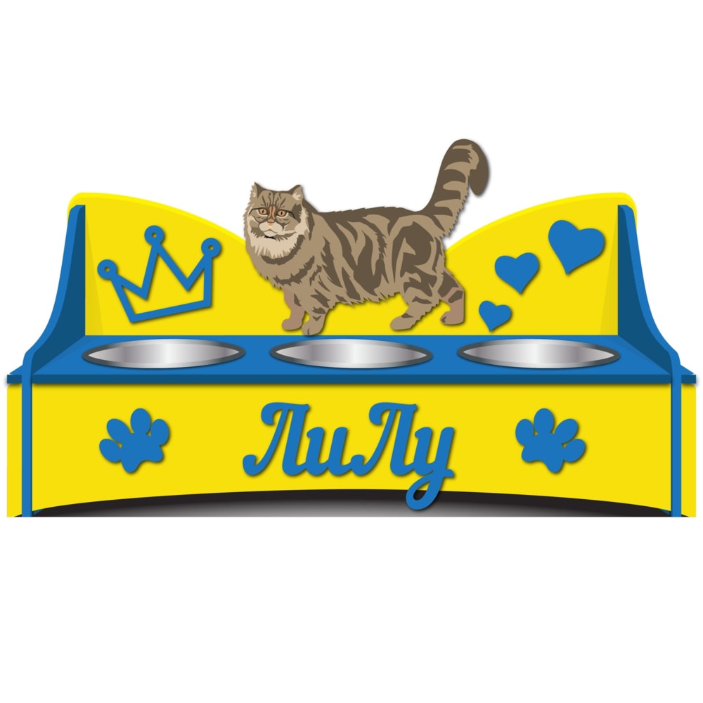 طرح اسم مناسب برای استفاده در دستگاه های cnc چوب و cnc لیزر - laser cut personalized elevated cat bowls stand with name cdr file