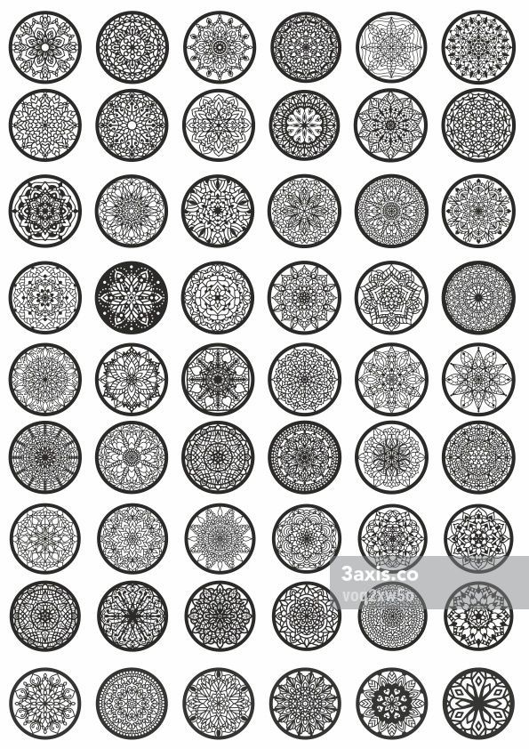 طرح مجموعه تزئینات دایره ای مناسب برای استفاده در دستگاه های cnc چوب و cnc لیزر - circle ornament set cdr file