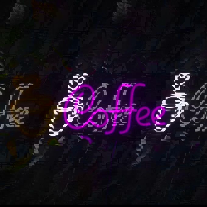 طرح تابلو نئون قهوه ، دکور دیواری کافه مناسب برای استفاده در دستگاه های cnc چوب و cnc لیزر - laser cut coffee neon sign cafe wall decor