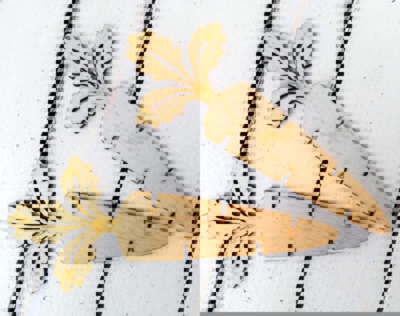 طرح هویج چوبی ناتمام، برش هویج چوبی مناسب برای استفاده در دستگاه های cnc چوب و cnc لیزر - laser cut unfinished wood carrot shape wooden carrot cutout