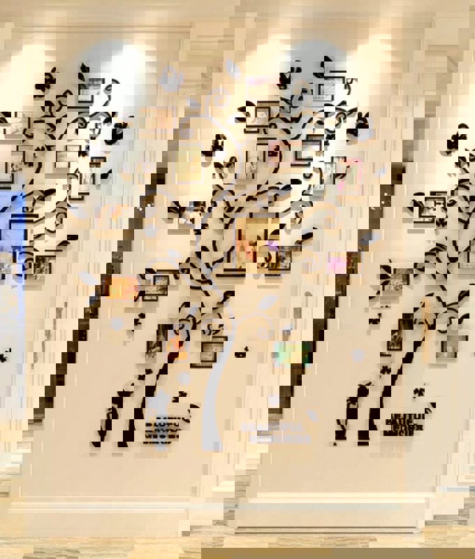 طرح قاب عکس درخت خانوادگی ، دکور دیواری اکریلیک سه بعدی مناسب برای استفاده در دستگاه های cnc چوب و cnc لیزر - laser cut family tree photo frames 3d acrylic wall decor