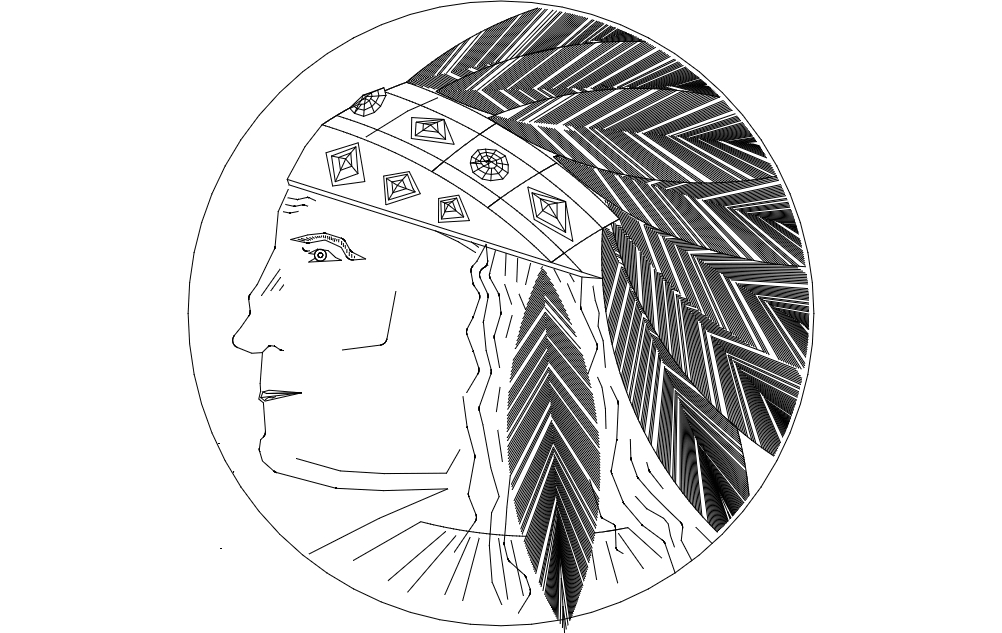 طرح تاج سر سرخپوستان بومی آمریکا مناسب برای استفاده در دستگاه های cnc چوب و cnc لیزر - native american indian headdress dxf file