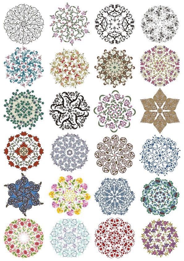طرح فایل وکتور مجموعه تزئینات توری مناسب برای استفاده در دستگاه های cnc چوب و cnc لیزر - lace ornament vector set cdr file