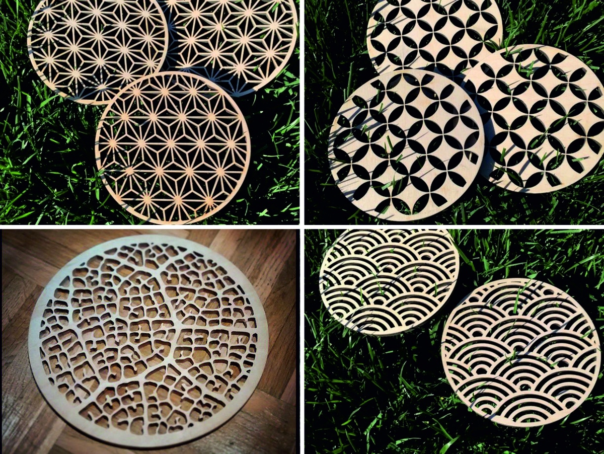طرح زیرلیوانی های تزئینی مناسب برای استفاده در دستگاه های cnc چوب و cnc لیزر - laser cut decorative coasters cdr file