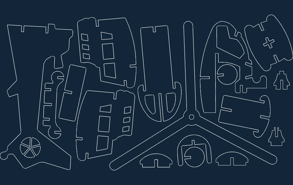 طرح هلی مناسب برای استفاده در دستگاه های cnc چوب و cnc لیزر - heli dxf file