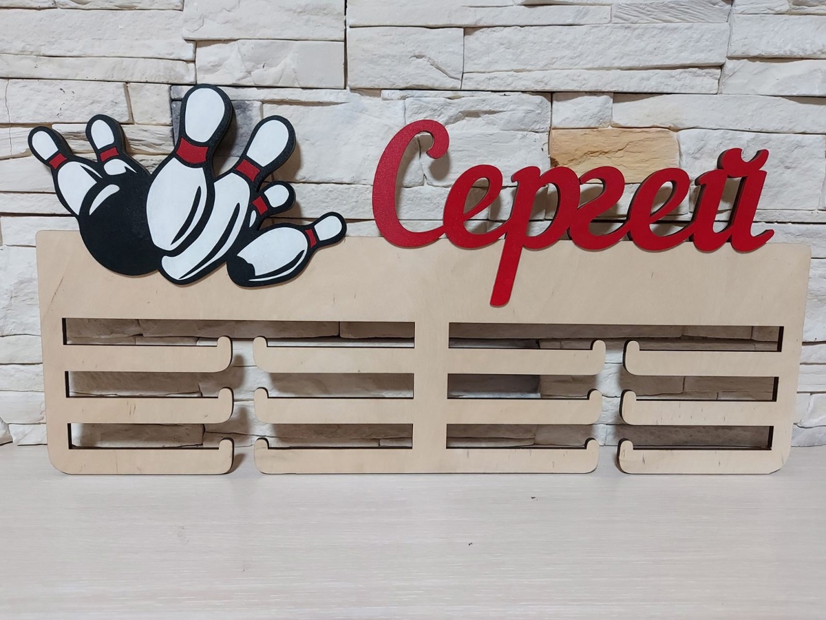 طرح جای مدال بولینگ مناسب برای استفاده در دستگاه های cnc چوب و cnc لیزر - laser cut bowling medal holder cdr file