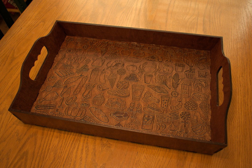 طرح سینی پذیرایی مناسب برای استفاده در دستگاه های cnc چوب و cnc لیزر - laser cut serving tray template svg file