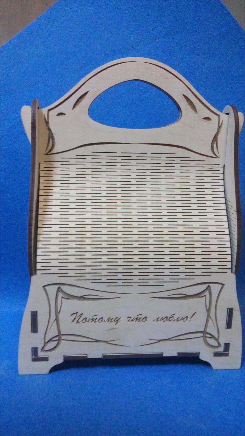 طرح سبد هدیه با دسته برای جعبه کادو مناسب برای استفاده در دستگاه های cnc چوب و cnc لیزر - laser cut candy gift box basket with handle template cdr file