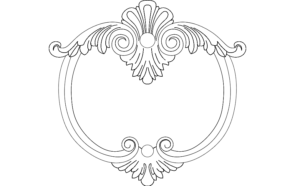 طرح قاب دایره ای شماره ۵ مناسب برای استفاده در دستگاه های cnc چوب و cnc لیزر - frame round 5 dxf file