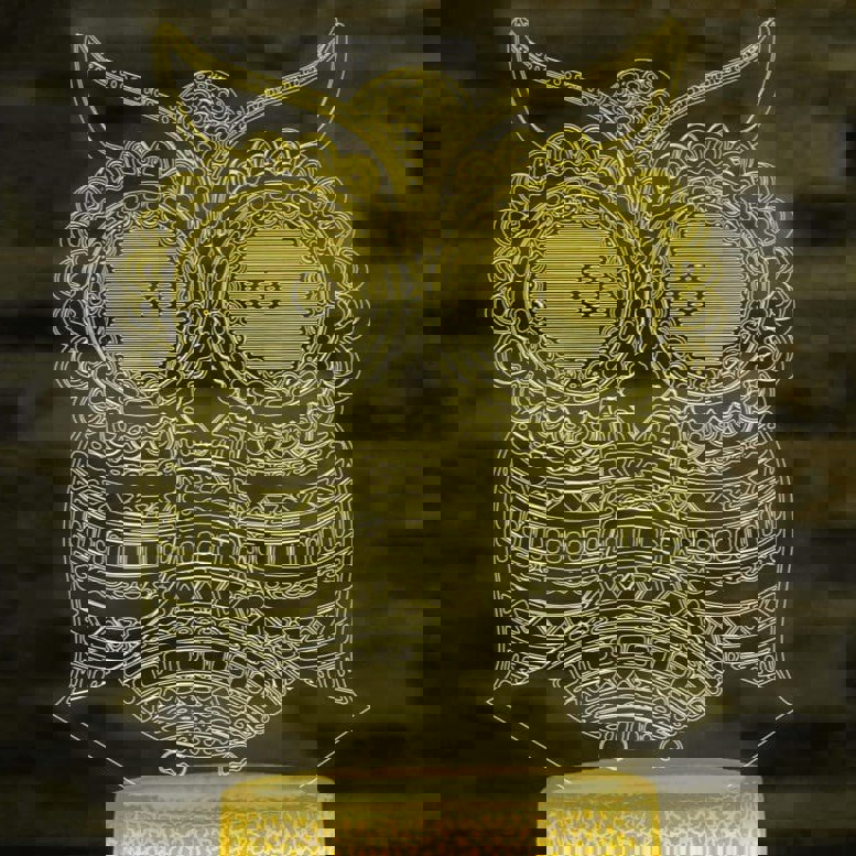 طرح چراغ رومیزی سه بعدی طرح جغد ، چراغ خواب اکریلیک مناسب برای استفاده در دستگاه های cnc چوب و cnc لیزر - laser cut owl 3d illusion desk lamp acrylic night light