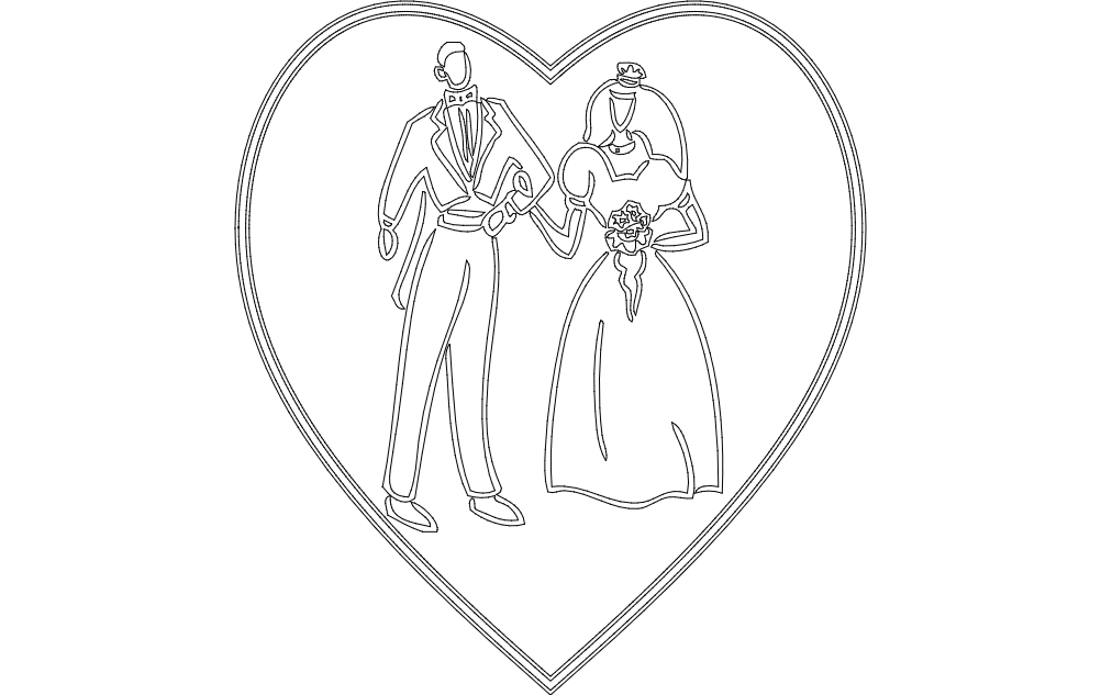 طرح عروس داماد مناسب برای استفاده در دستگاه های cnc چوب و cnc لیزر - bride groom dxf file