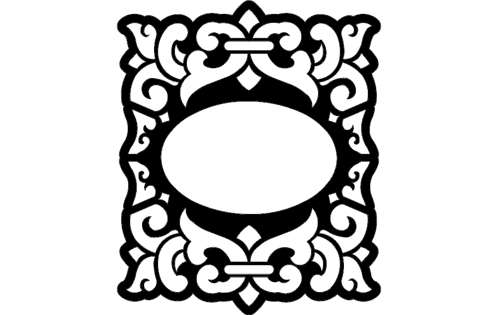 طرح قاب بیضی شکل مناسب برای استفاده در دستگاه های cnc چوب و cnc لیزر - oval frame dxf file