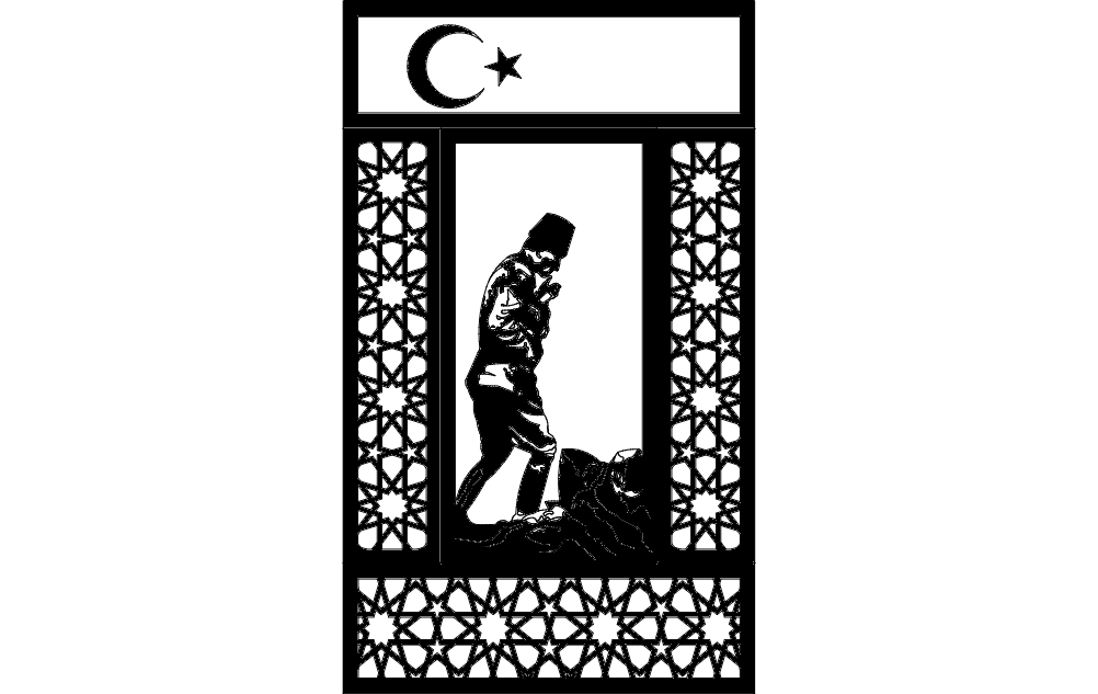 طرح ویترای شیشه ای طرح دار طرح rk k esi مناسب برای استفاده در دستگاه های cnc چوب و cnc لیزر - art glass vitray atat rk k esi dxf file