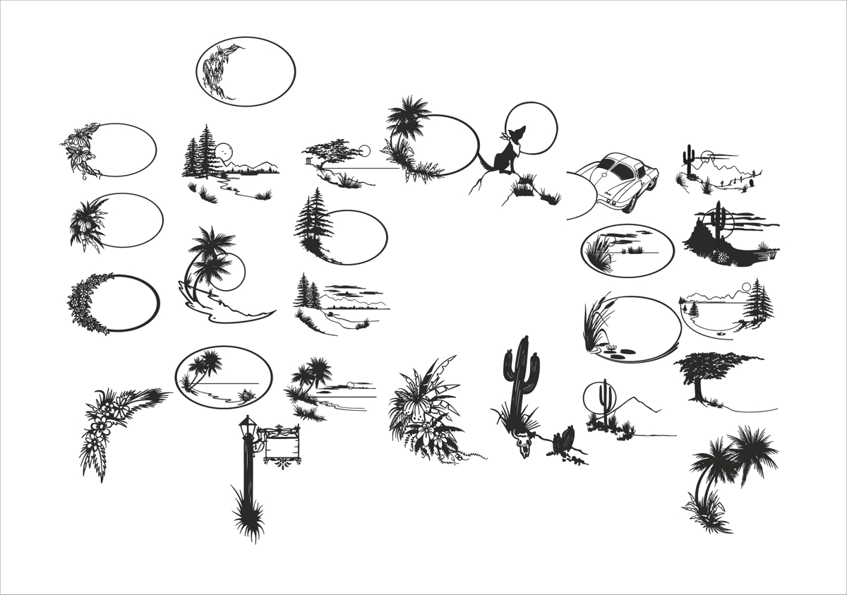 طرح مجموعه کلیپ آرت وکتور مناسب برای استفاده در دستگاه های cnc چوب و cnc لیزر - clip art vector set cdr file