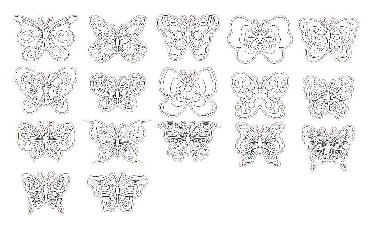 طرح پروانه‌ها مناسب برای استفاده در دستگاه های cnc چوب و cnc لیزر - babochki cdr file