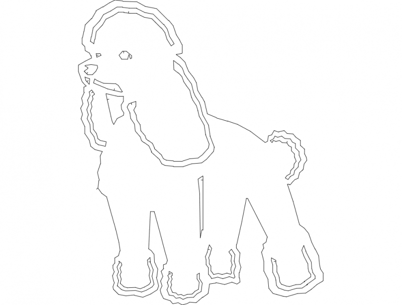 طرح سگ پشمالوی ساده مناسب برای استفاده در دستگاه های cnc چوب و cnc لیزر - basic poodle dxf file