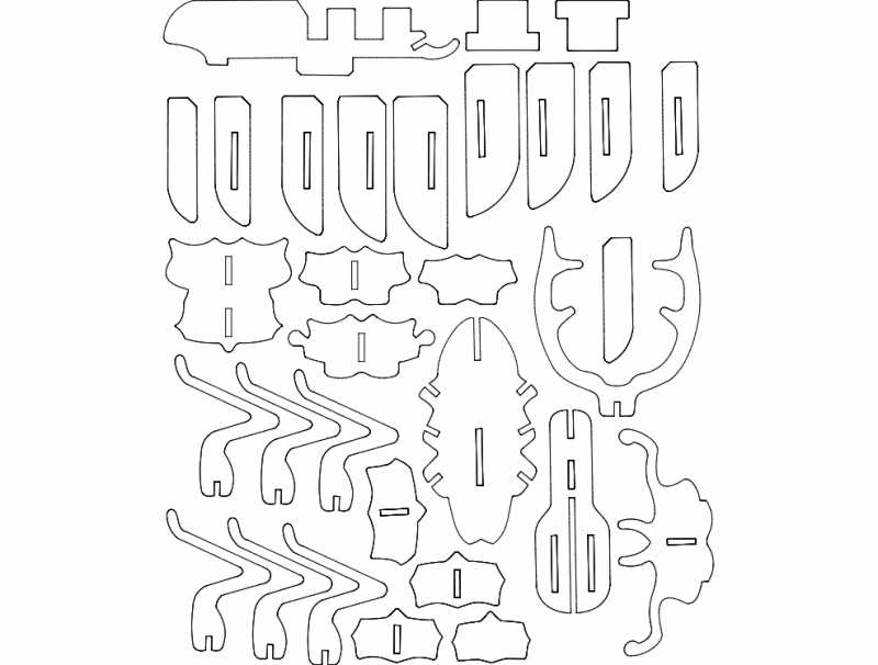 طرح اسکاراولو مناسب برای استفاده در دستگاه های cnc چوب و cnc لیزر - escaravelo dxf file