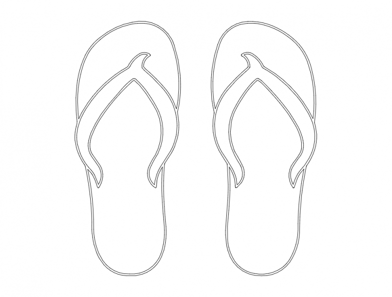 طرح ساده دمپایی لاانگشتی مناسب برای استفاده در دستگاه های cnc چوب و cnc لیزر - flip flops plain dxf file