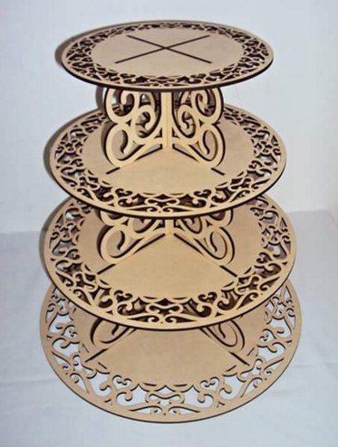 طرح برج کاپ کیک مناسب برای استفاده در دستگاه های cnc چوب و cnc لیزر - cupcake tower cdr file