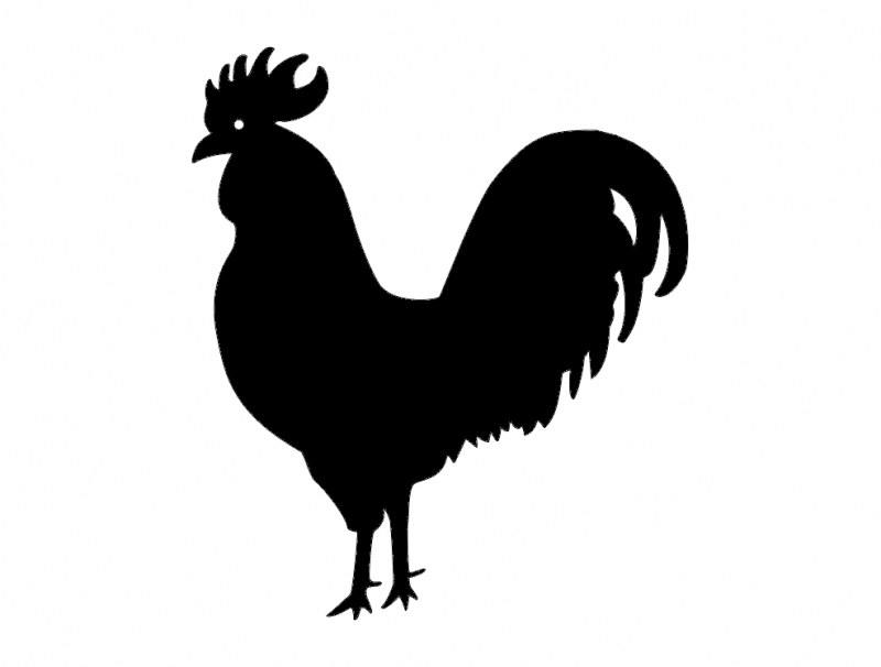 طرح وکتور طرح خروس سیلوئت مناسب برای استفاده در دستگاه های cnc چوب و cnc لیزر - rooster silhouette vector dxf file
