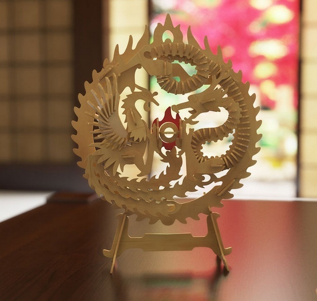 طرح حکاکی لیزری اژدها چوبی مناسب برای استفاده در دستگاه های cnc چوب و cnc لیزر - laser cut wooden dragon decoration cdr file