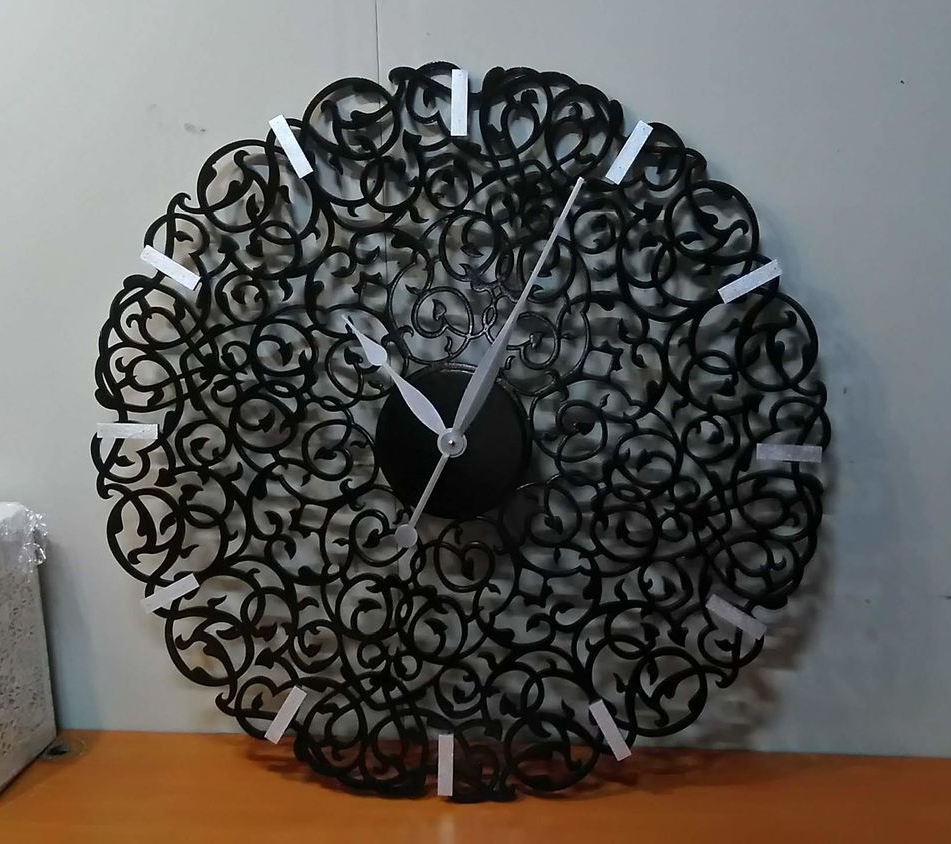 طرح ساعت دیواری گرد منحصر به فرد مناسب برای استفاده در دستگاه های cnc چوب و cnc لیزر - laser cut unique round wall clock cdr file