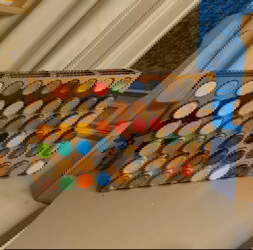 طرح مقوای رنگ مخصوص قفسه مناسب برای استفاده در دستگاه های cnc چوب و cnc لیزر - laser cut cardboard paint rack svg file