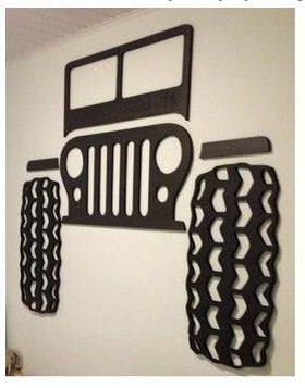 طرح دیوارکوب جیپ مناسب برای استفاده در دستگاه های cnc چوب و cnc لیزر - laser cut jeep wall panel decor cdr file