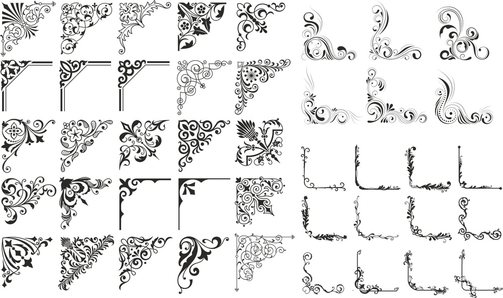 طرح مجموعه وکتور گوشه‌های قدیمی مناسب برای استفاده در دستگاه های cnc چوب و cnc لیزر - vintage corner vector set cdr file