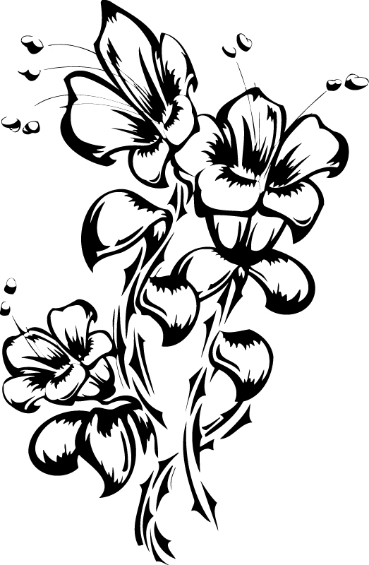 طرح تاتو گل، طرح برداری مناسب برای استفاده در دستگاه های cnc چوب و cnc لیزر - flowers tattoo vector art ai file