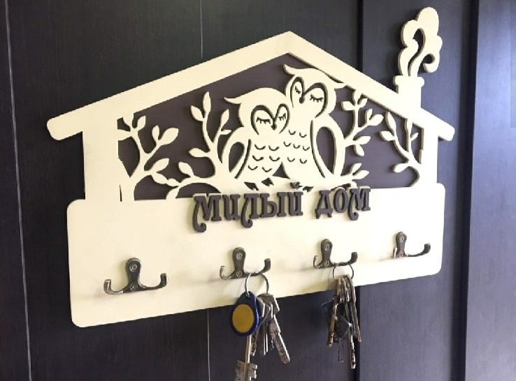 طرح جاکلیدی دیواری طرح جغد مناسب برای استفاده در دستگاه های cnc چوب و cnc لیزر - laser cut owls wall key hanger cdr file