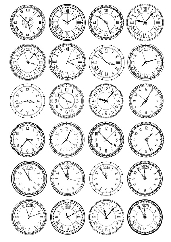 طرح وکتور مجموعه ساعت ها مناسب برای استفاده در دستگاه های cnc چوب و cnc لیزر - clocks vector set cdr file